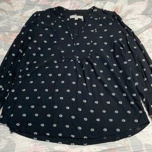 Loft petite floral blouse with long sleeves